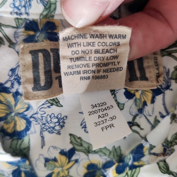 Duluth Men's Free Range Organic Cotton Short Sleeve Shirt Blue Floral Size XL - Picture 7 of 10